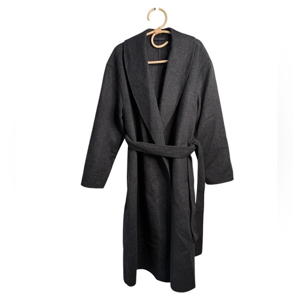 J. Crew Dark Gray Wool Blend Belted Overcoat with Shawl Collar NWOT Size XL - Picture 1 of 15